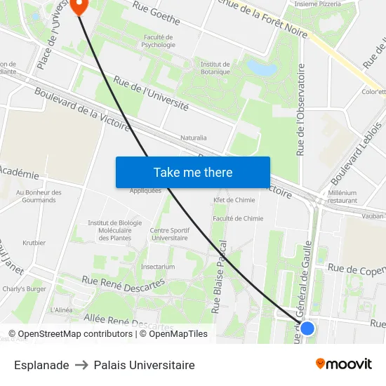 Esplanade to Palais Universitaire map
