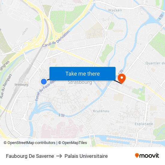 Faubourg De Saverne to Palais Universitaire map