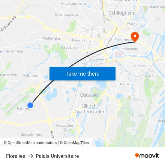 Floralies to Palais Universitaire map