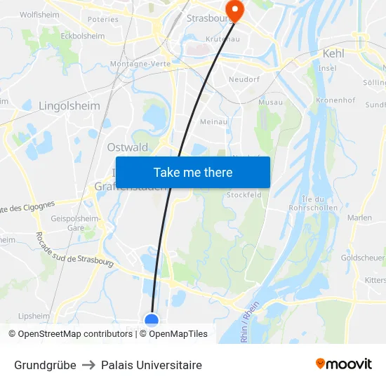 Grundgrübe to Palais Universitaire map