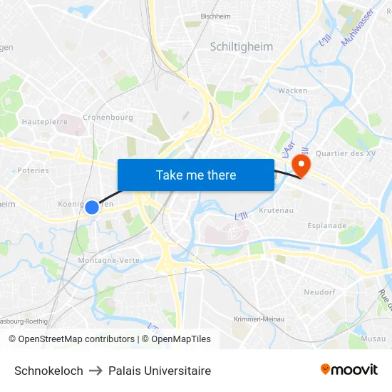 Schnokeloch to Palais Universitaire map