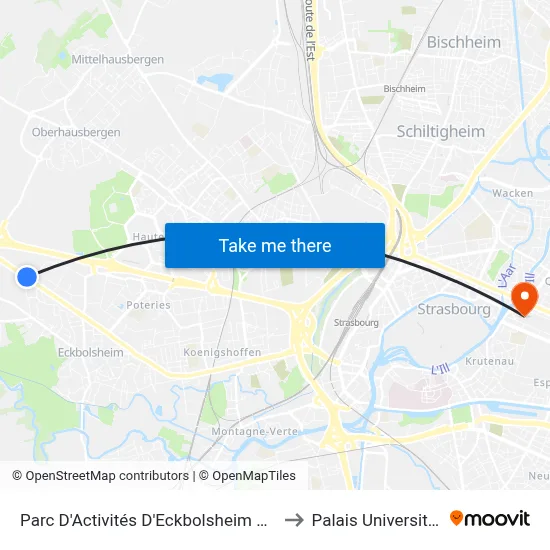 Parc D'Activités D'Eckbolsheim Zénith to Palais Universitaire map