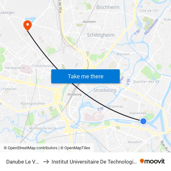 Danube Le Vaisseau to Institut Universitaire De Technologie Louis Pasteur map