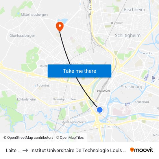 Laiterie to Institut Universitaire De Technologie Louis Pasteur map