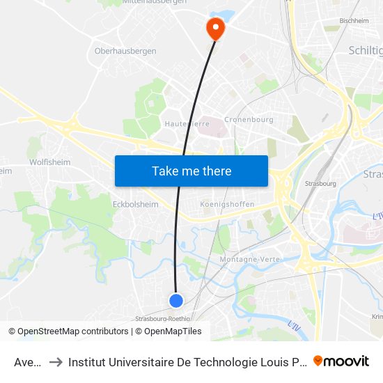 Avenir to Institut Universitaire De Technologie Louis Pasteur map