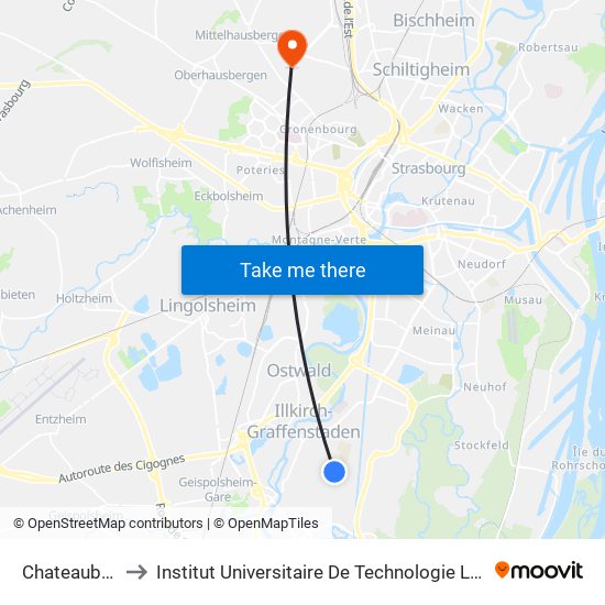 Chateaubriand to Institut Universitaire De Technologie Louis Pasteur map