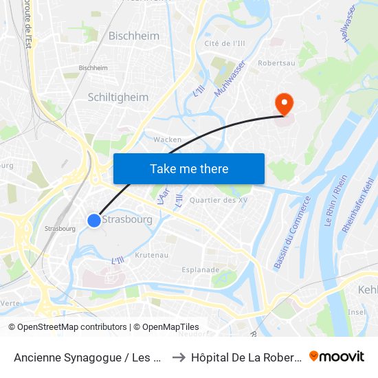 Ancienne Synagogue / Les Halles to Hôpital De La Robertsau map