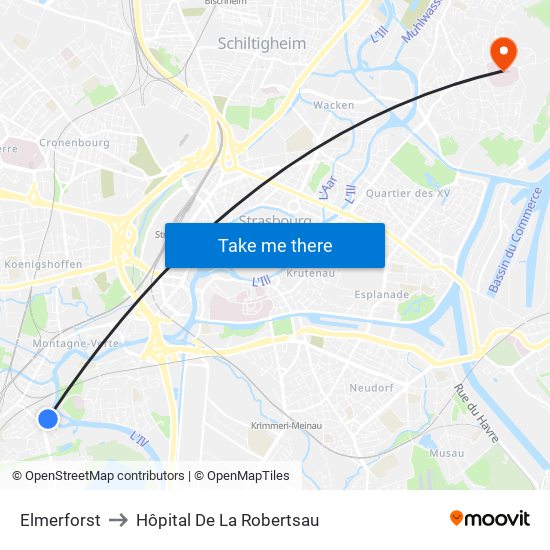 Elmerforst to Hôpital De La Robertsau map