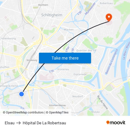 Elsau to Hôpital De La Robertsau map