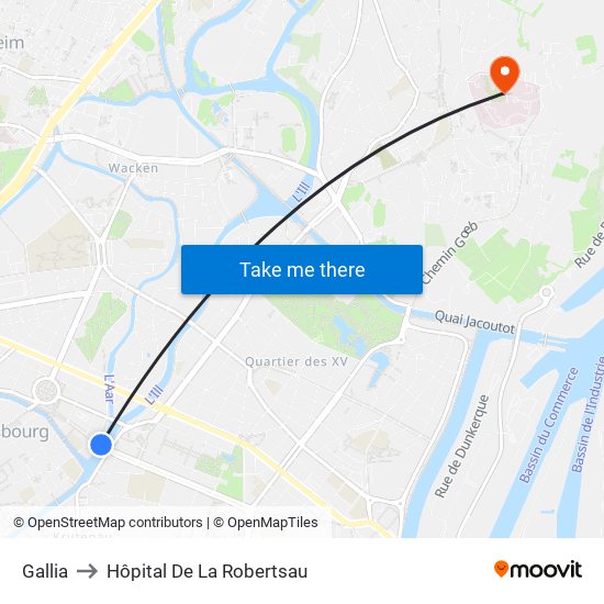 Gallia to Hôpital De La Robertsau map