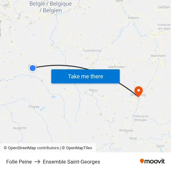 Folle Peine to Ensemble Saint-Georges map