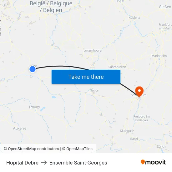 Hopital Debre to Ensemble Saint-Georges map