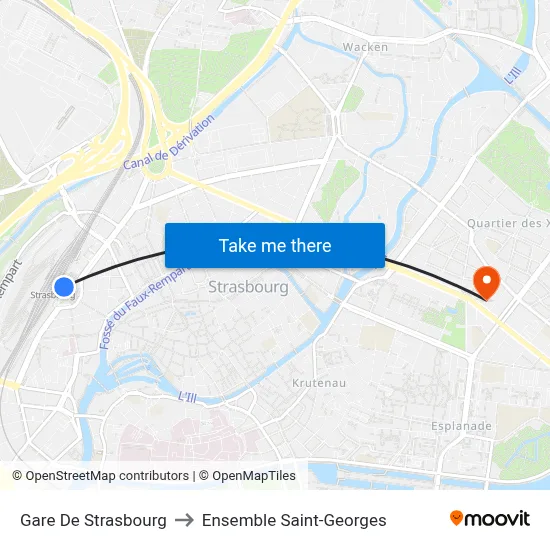 Gare De Strasbourg to Ensemble Saint-Georges map