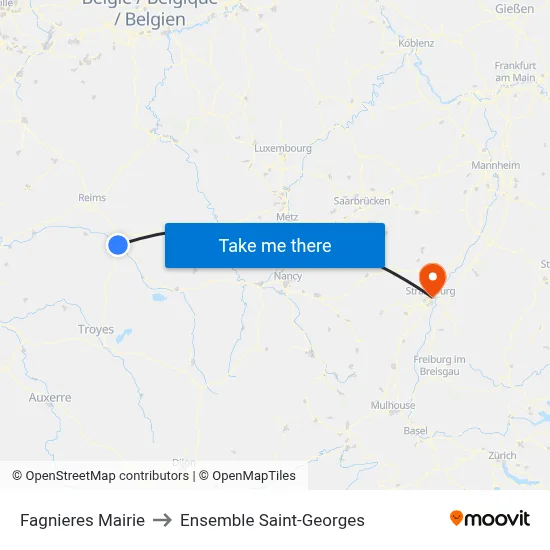 Fagnieres Mairie to Ensemble Saint-Georges map
