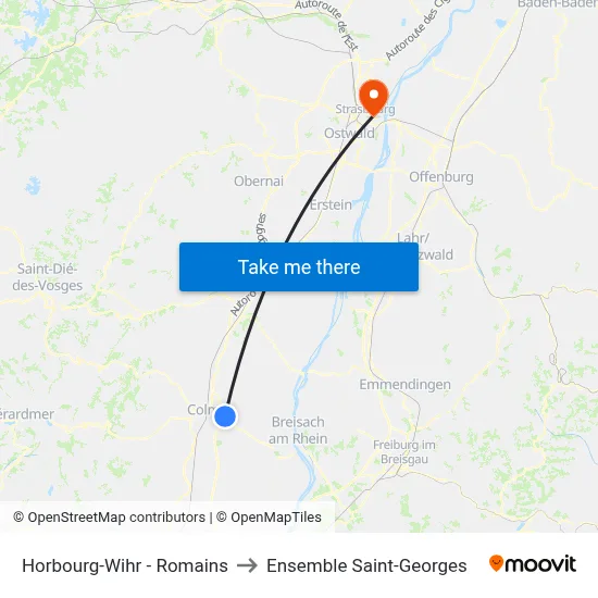 Horbourg-Wihr - Romains to Ensemble Saint-Georges map