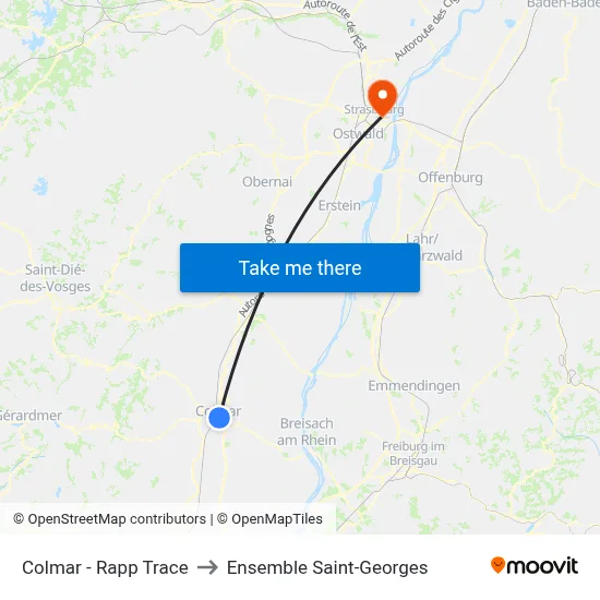 Colmar - Rapp Trace to Ensemble Saint-Georges map