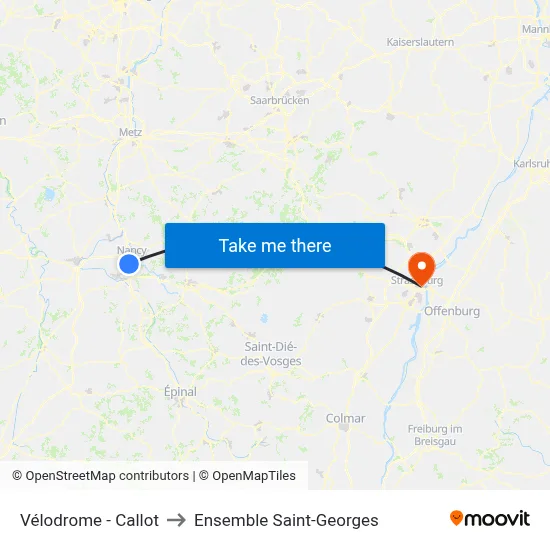 Vélodrome - Callot to Ensemble Saint-Georges map