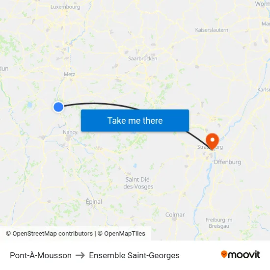 Pont-À-Mousson to Ensemble Saint-Georges map