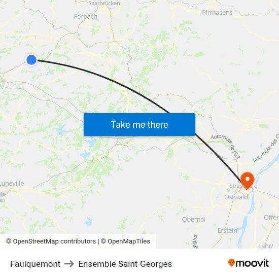 Faulquemont to Ensemble Saint-Georges map