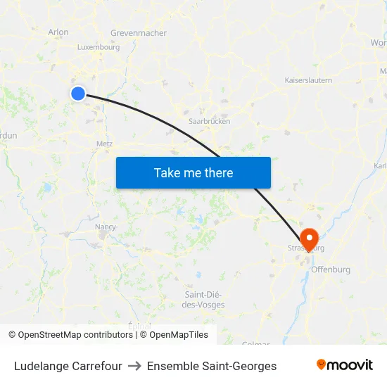 Ludelange Carrefour to Ensemble Saint-Georges map
