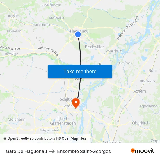 Gare De Haguenau to Ensemble Saint-Georges map
