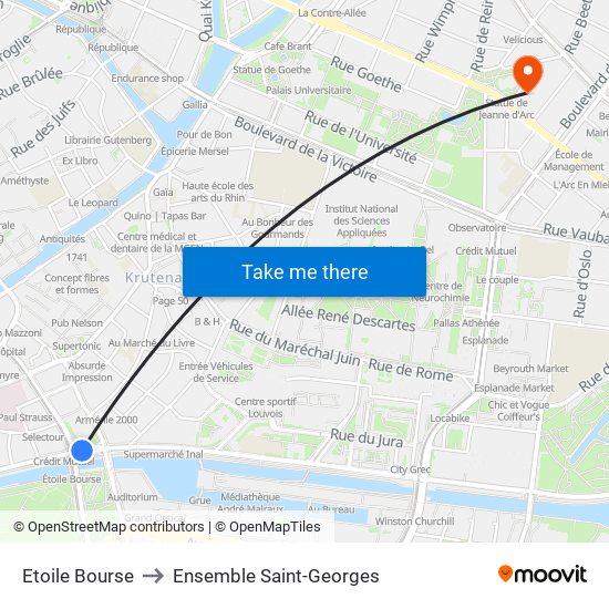 Etoile Bourse to Ensemble Saint-Georges map