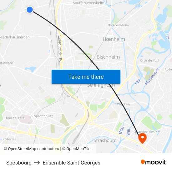 Spesbourg to Ensemble Saint-Georges map