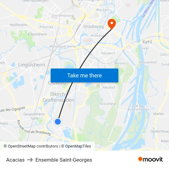 Acacias to Ensemble Saint-Georges map