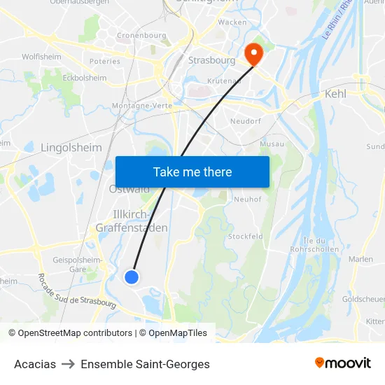 Acacias to Ensemble Saint-Georges map