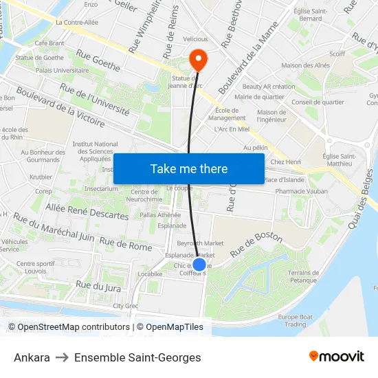 Ankara to Ensemble Saint-Georges map