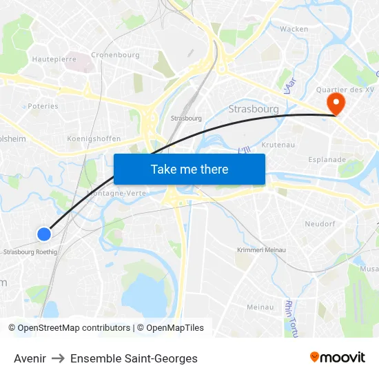 Avenir to Ensemble Saint-Georges map