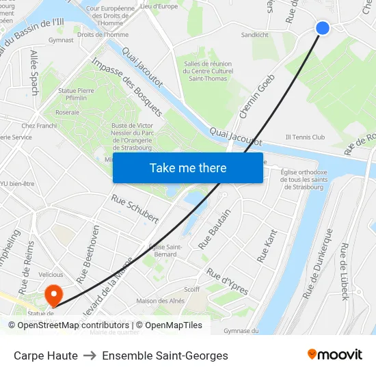 Carpe Haute to Ensemble Saint-Georges map