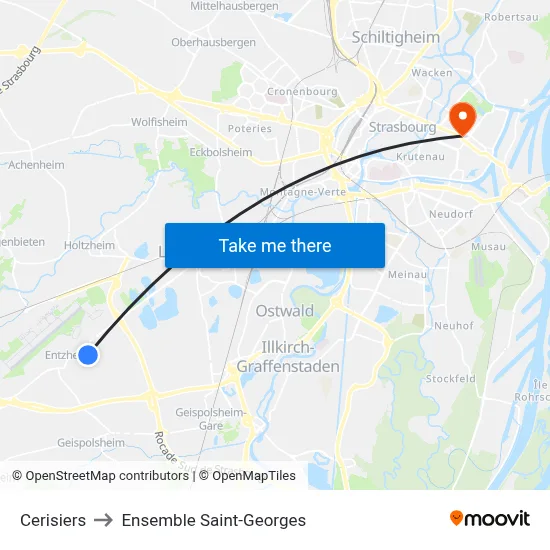Cerisiers to Ensemble Saint-Georges map