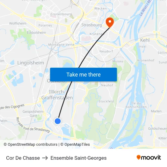 Cor De Chasse to Ensemble Saint-Georges map