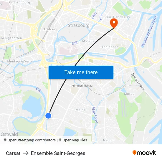 Carsat to Ensemble Saint-Georges map