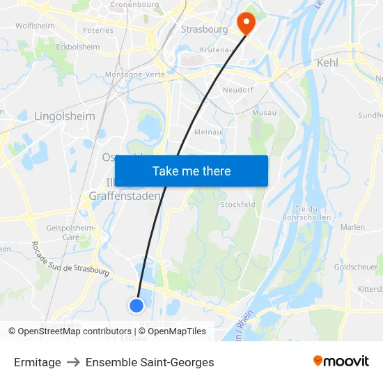 Ermitage to Ensemble Saint-Georges map