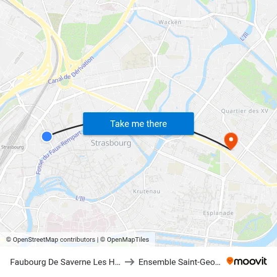 Faubourg De Saverne Les Halles to Ensemble Saint-Georges map