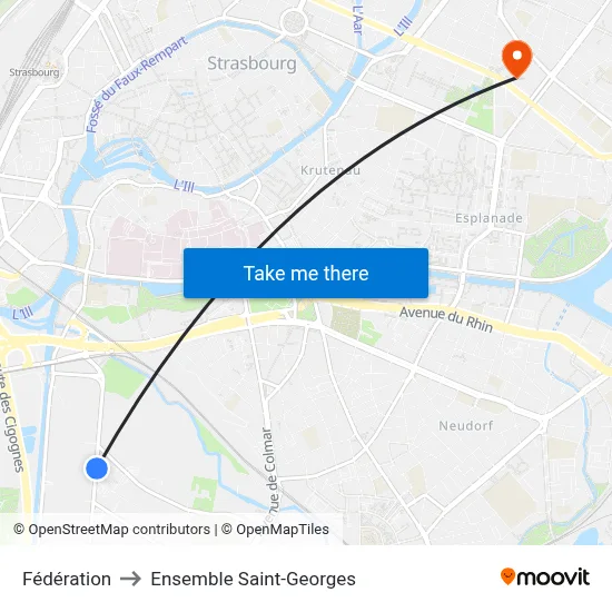 Fédération to Ensemble Saint-Georges map