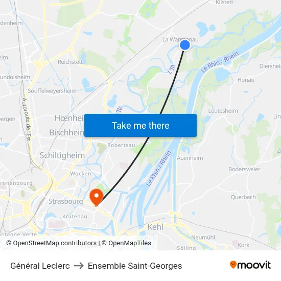 Général Leclerc to Ensemble Saint-Georges map