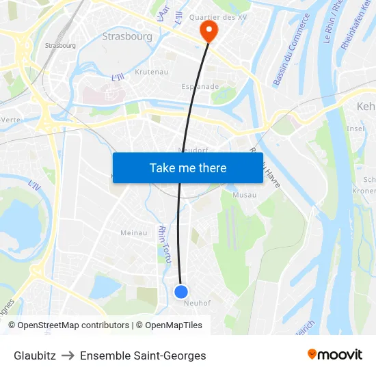 Glaubitz to Ensemble Saint-Georges map