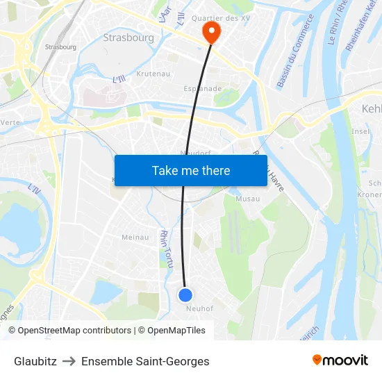 Glaubitz to Ensemble Saint-Georges map