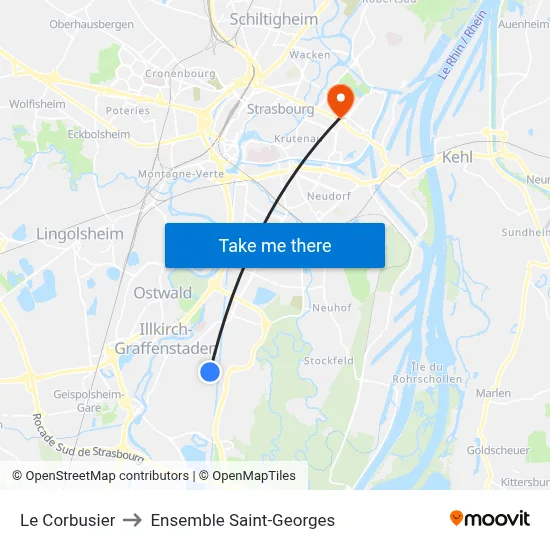 Le Corbusier to Ensemble Saint-Georges map