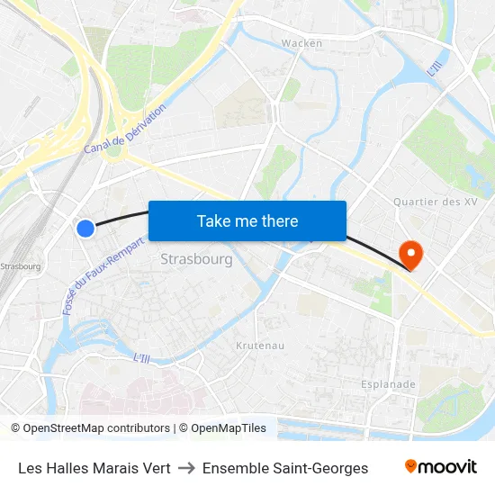 Les Halles Marais Vert to Ensemble Saint-Georges map