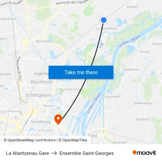 La Wantzenau Gare to Ensemble Saint-Georges map