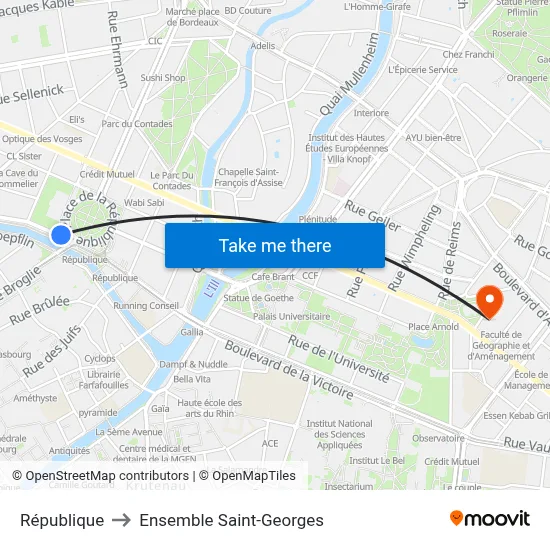 République to Ensemble Saint-Georges map