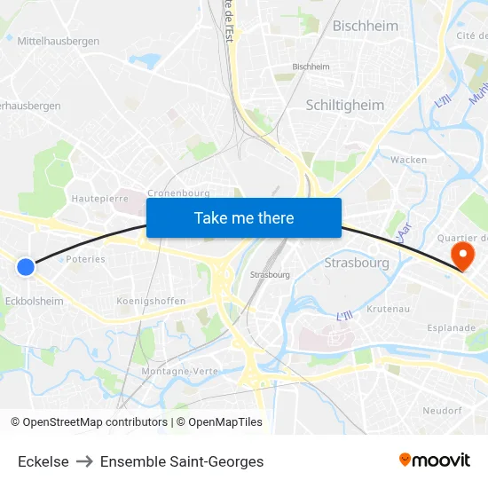 Eckelse to Ensemble Saint-Georges map