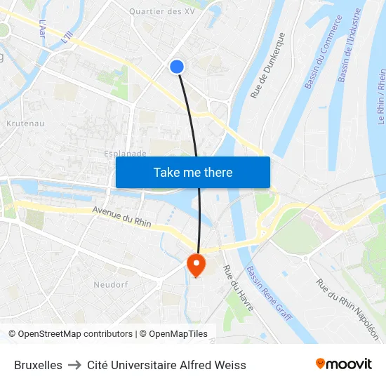 Bruxelles to Cité Universitaire Alfred Weiss map