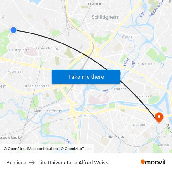 Banlieue to Cité Universitaire Alfred Weiss map