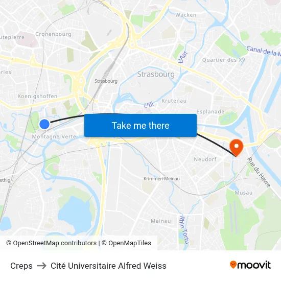Creps to Cité Universitaire Alfred Weiss map