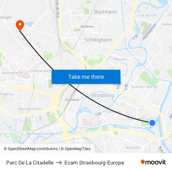 Parc De La Citadelle to Ecam Strasbourg-Europe map